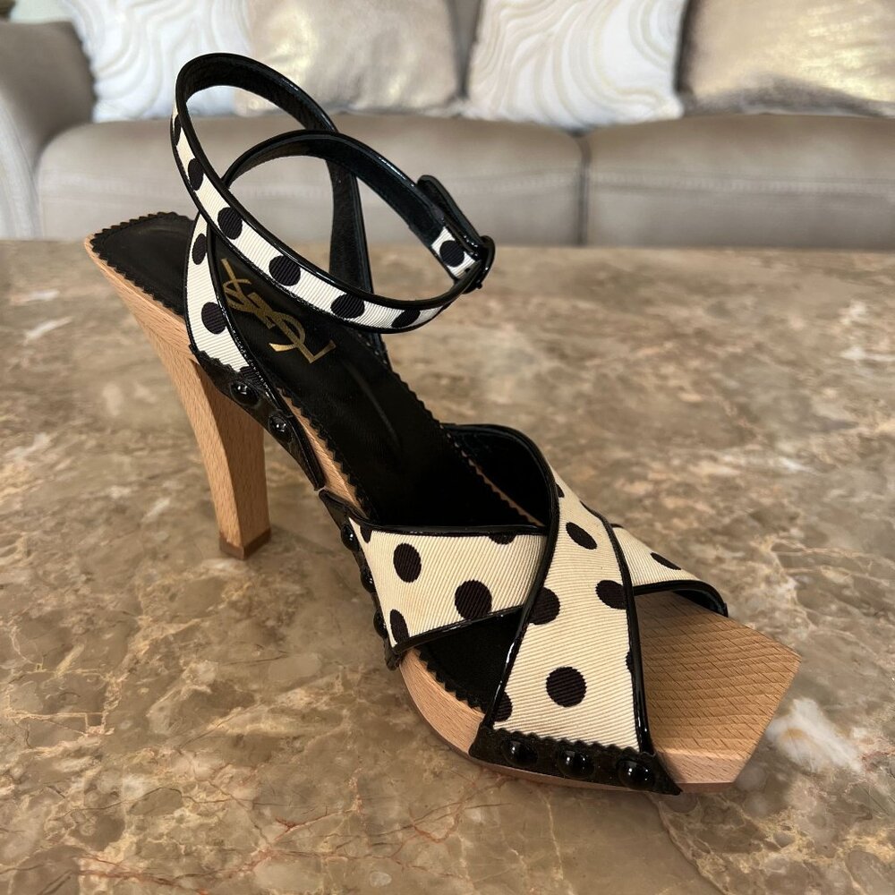 YSL Polka Dot Wooden Heels Size 38